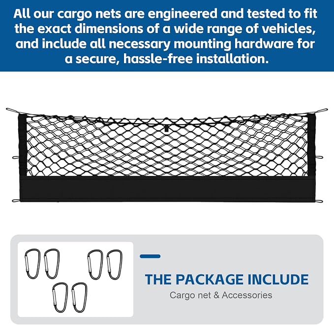 Truck Bed Cargo Net Truck Netting Fit for GMC Sierra/Chevy Silverado 1500 2500 3500HD 2013-2026 Pickup Tailgate Organizer Net Heavy-Duty Elastic Truck Storage Grocery Mesh Net-Envelope Style