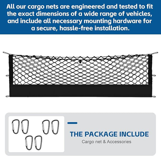 Truck Bed Cargo Net Truck Netting Fit for GMC Sierra/Chevy Silverado 1500 2500 3500HD 2013-2026 Pickup Tailgate Organizer Net Heavy-Duty Elastic Truck Storage Grocery Mesh Net-Envelope Style