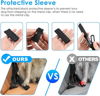 URPOWER 3-in-1 Dog Seat Belt for Car, 2 Pack Adjustable Bungee Dog Car Harness with Seatbelt Buckle & Latch Hook, Reflective & 360° Swivel Heavy Duty Pet Safety Belts for Dogs and Cats