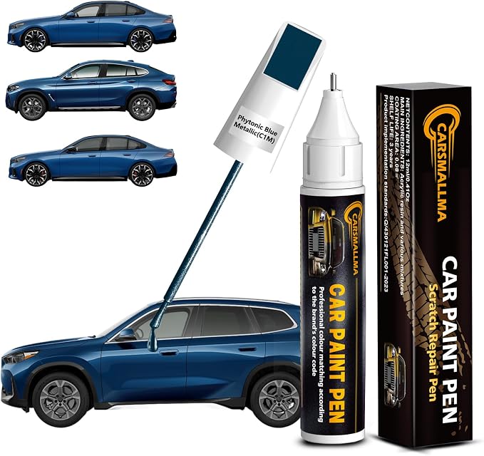 C1M Phytonic Blue Metallic Car Touch Up Paint for BMW, Color Accurate Car Paint Scratch Repair Pen Kit Quick & Easy Fix Vehicle Chips and Automotive Nicks Scuff