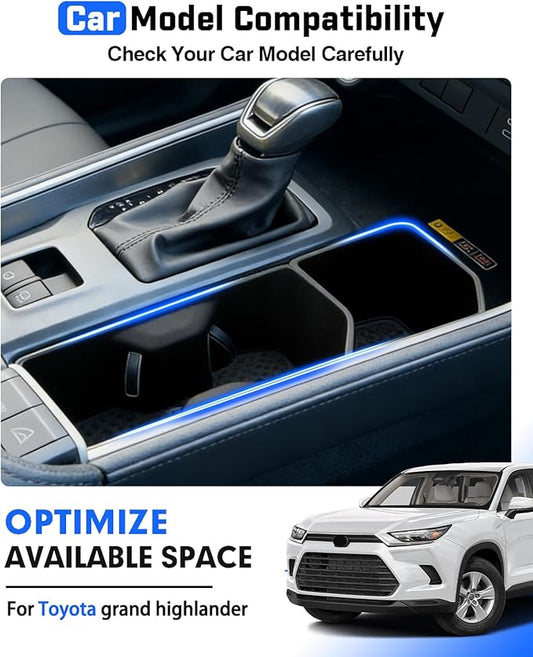 Autorder 2PCS Cup Holder Inserts for 2024 2025 2026 Toyota Grand Highlander Accessories,Silicone Grand Highlander Center Console Cup Holder,Anti-Slip Waterproof Storage Accessories