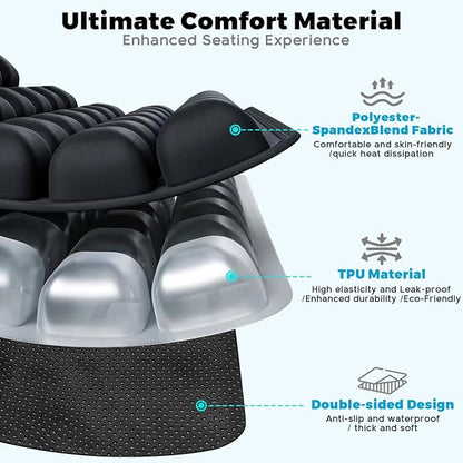 Inflatable Travel Seat Cushion, Airplane Seat Cushion for Long Flights & Car Rides, Portable Air Pad with Built-in Pump, Ergonomic Tailbone Buttocks Pain Relief for Office Chair, Wheelchair, Stadium