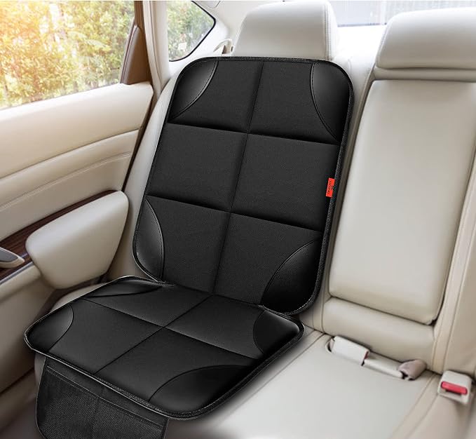 XHYANG Car Seat Protector 1 Pack Car Seat Cushion Mat Thickest Padding,Waterproof 600D Fabric Car Seat Covers for Non-Slip Backing Mesh Pockets for Baby and Pet (Brown, 1 Pc)