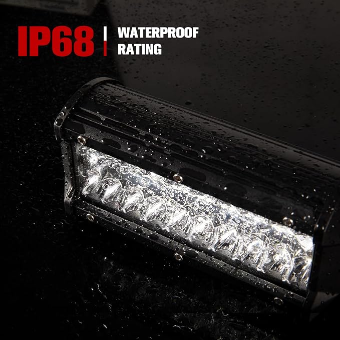 FIERYRED 2PCS 7 Inch LED Light Bar for Truck, Boat, ATV,UTV, Marine, IP68, 24000LM LED Pods Spot & Flood Combo Beam, 12V Triple Row Light Bar Off Road Driving Led Work Lights