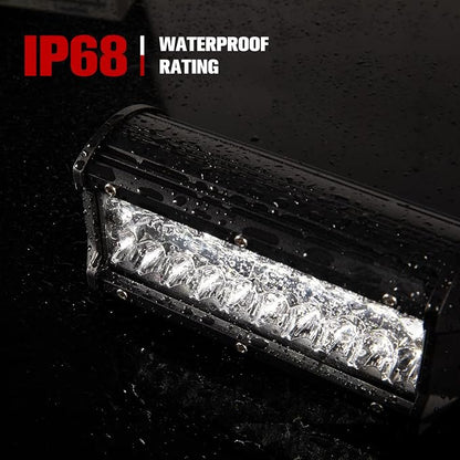 FIERYRED 2PCS 7 Inch LED Light Bar for Truck, Boat, ATV,UTV, Marine, IP68, 24000LM LED Pods Spot & Flood Combo Beam, 12V Triple Row Light Bar Off Road Driving Led Work Lights