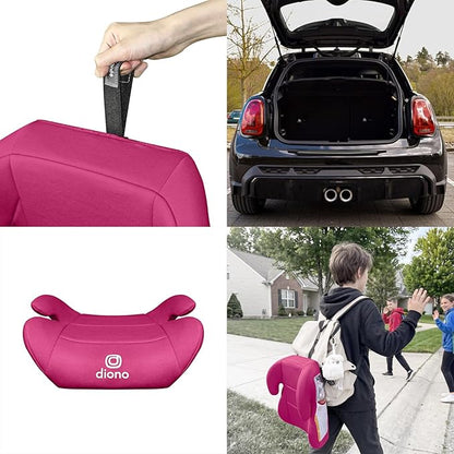 Diono Solana Lite Backless Booster Car Seat Pack of 2, Lightweight & Portable for Travel, Machine Washable Covers, 40-100 lbs, Pink Cotton Candy