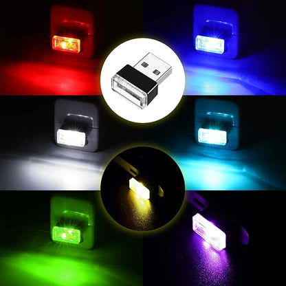 Ziciner 7 PCS USB LED Car Interior Atmosphere Lamp, Portable Mini LED Night Light, Plug-in USB Interface Trunk Ambient Lighting Kit, Universal Interior Accessories for Most Vehicles (MultiColour)