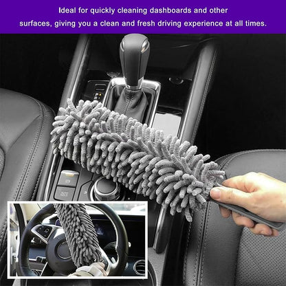 Car Interior Duster, Lint & Scratch Free Microfiber Dusting Tool with Comfy Handle, Multipurpose Hand-Held Duster Essential Cleaning Supplies for Vehicle Home Office