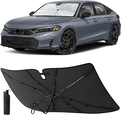 EcoNour Umbrella Foldable Windshield Sun Shade Fit for 2022-2024 2025 2026 Honda Honda Civic Sunshade, Front Car Window Shades Sun Visor, UV Protection, Heat Blocker, Car Accessories