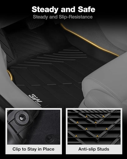 3W Floor Mats Compatible for Cadillac XTS 2013-2019 TPE All Weather Custom Fit Floor Liner for Cadillac XTS 1st and 2nd Row Full Set Car Liners Black