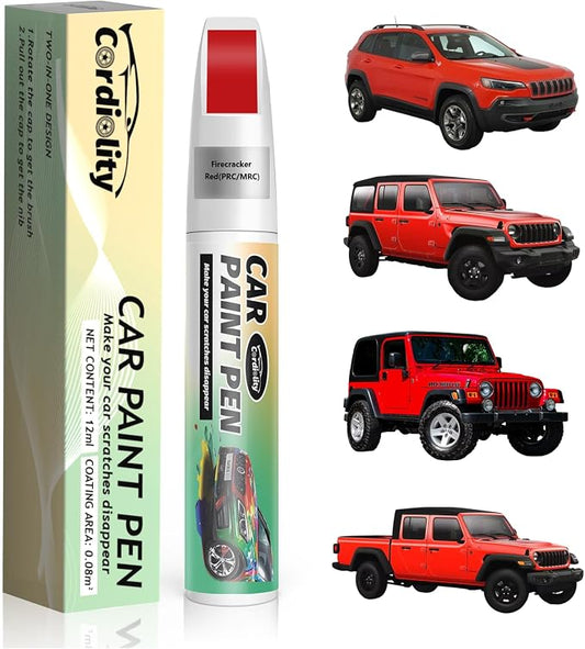 Car Touch Up Paint Firecracker Red(PRC/MRC) for Jeep, Color Accurate Car Scratch Repair Pen Fix Auto Paint Chips and Nicks