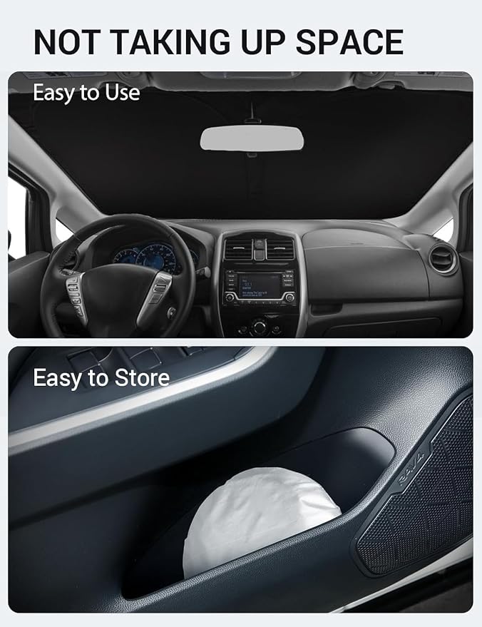 Proadsy 2026 Upgrade Windshield Sun Shade Custom Fit 2012-2018 Nissan Versa Foldable Front Sunshade Protector Sun Visor Blocks UV Rays Keep Car Cooler