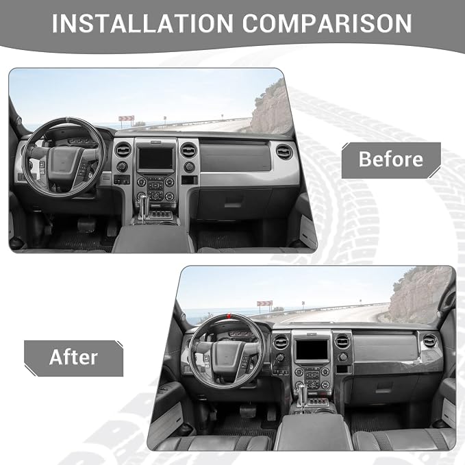 for F150 Interior Trim Kit Carbon Fiber, Dashboard Panel Cover Trim & Headlight Switch Bezel Cover Trim for Ford F150 2009-2014 Carbon Fiber Interior Accessories 5pcs