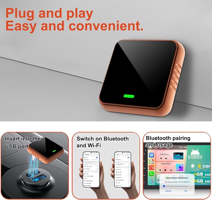 Feitenn Wireless CarPlay Adapter for Apple iPhone - Multi-User Seamless Connection for Convert Wired to Wireless Car Play Adapter (Carplay-CP030)