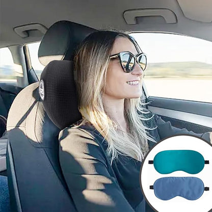 SPRFUFLY 2 Pack Car Headrest Pillow, Cloudlike Car Pillow with Adjustable Strap - 100% Memory Foam & Breathable Removable Cover, Ergonomic Design Car Neck Pillow for Driving(Includes 2 Eye Masks)