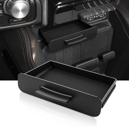 Center Console Hidden Storage Drawer Compatible with 2019-2026 RAM 1500 2500 3500, Pull-Out Organizer Insert with Anti-Slip Mat, Only Fits Models with Console Cubby