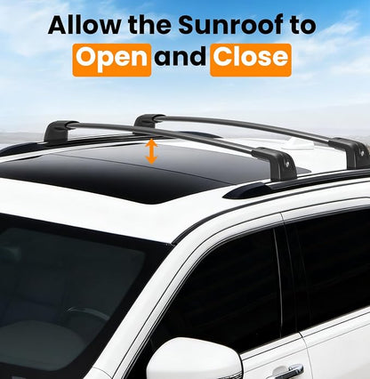 300lbs Roof Rack Cross Bars Compatible with Jeep Grand Cherokee 2011-2021 with Factory Grooved Side Rails, Aluminum Lockable Roof Rails Crossbar for Rooftop Cargo Carrier Luggage Kayak Canoe