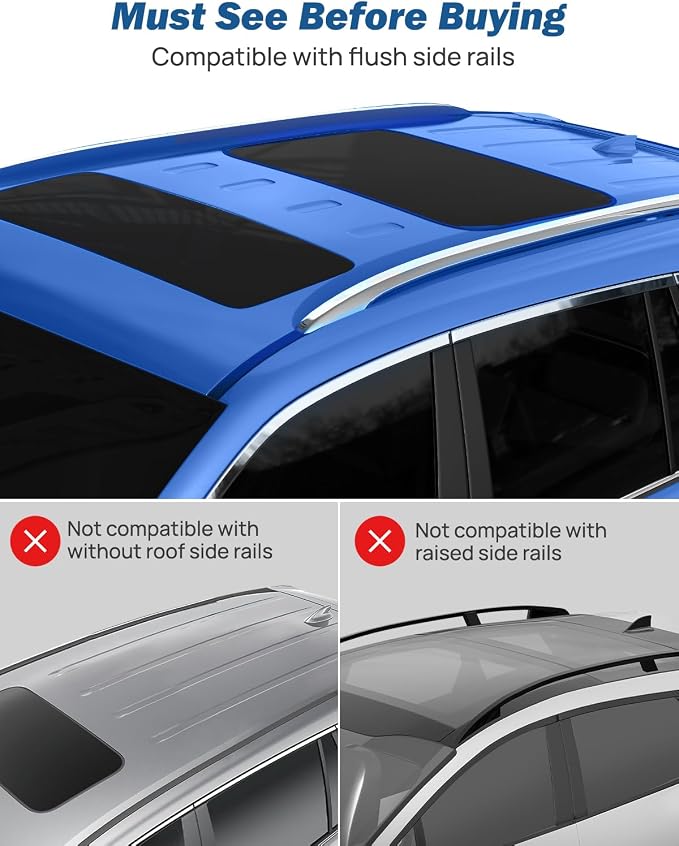 JOYTUTUS Roof Rack Cross Bars Compatible with Honda Pilot 2016-2022 with Side Rails, Aluminum Crossbars for Roof Racks Suitcases Kayaks Canoes Bikes Skis