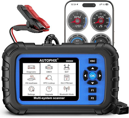 AUTOPHIX DM5900 OBD2 Scanner, ABS SRS Transmission & Engine Code Reader, Check Engine Light Scanner with Battery Test, Live Data, Smog Check, Free Lifetime Updates for All OBDII Cars