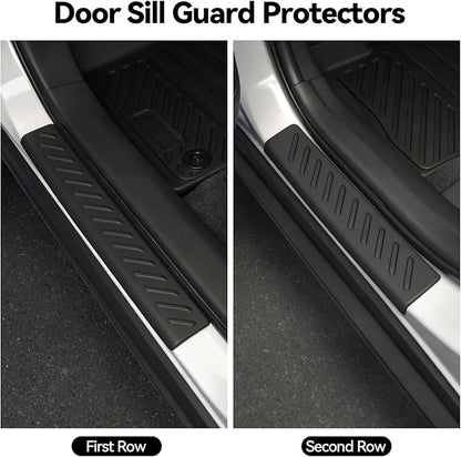 Floor Mats for 2025 2026 Ford Expedition 7 Seats with 2nd Row Bucket Seat, Trunk Mat and Backrest Mat & Door Sill Guard All Weather TPE Protector for Ford Expedition Accessories