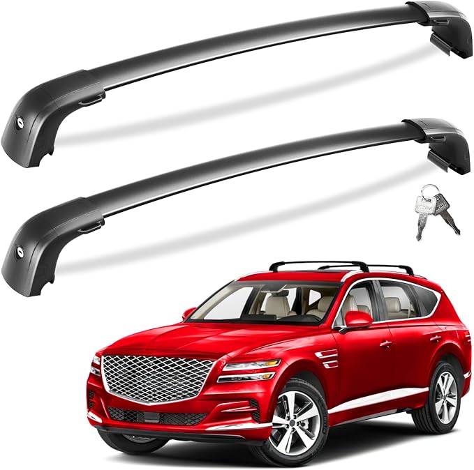 Tuyoung 300lbs Lockable Roof Rack Cross Bars Compatible with Genesis GV80 2021-2026, Heavy Duty Anti-Theft Aluminum Roof Rails Crossbars Cargo Carrier Bag Black Bike