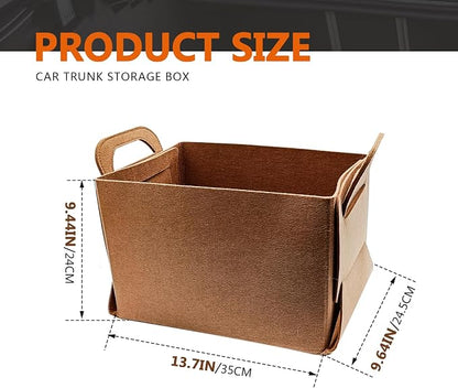 Felt Car Trunk Organizer, Foldable Vehicle Storage Box, Large Capacity Multi-Purpose Automotive Interior Accessories for Cars, SUV, Sedan, Truck (Brown)