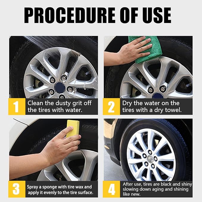 Tyre Care Gel - Tire Dressing Paste, Glossy Black Coating, Automotive Waxing Accessory, Durable Shine Restorer | Ideal For Car Motorcycle Truck Rim Cleaning Renovation Maintenance Protection Detailing