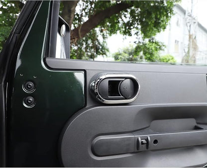 JeCar Chrome Interior Door Handle Bezel Cover Trim Decor Covers for 2007-2010 Jeep Wrangler JK Unlimited 4 Door
