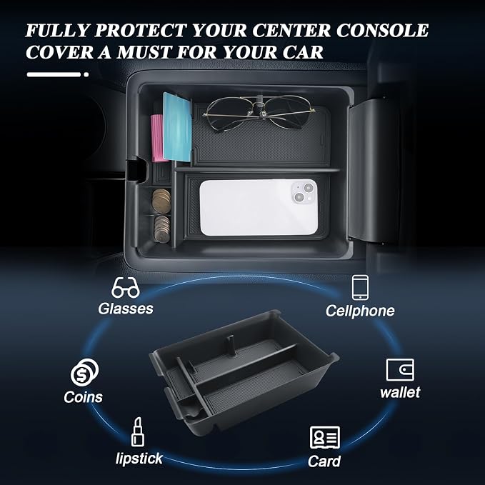 BIBIBO 2026 Pilot Center Console Organizer for 2026 Honda Pilot Sport/EX‑L/Touring/TrailSport/Elite/Touring Blackout/Black Edition Console Tray 2026 Honda Pilot Insert Glove Pallet Organizer