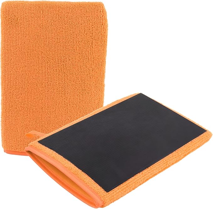 2PCS Car Clay Mitt Auto Detailing,Soft Clay Bar Mitt for Cleaning Car Surfaces,Anti-Scratch Clays Mitts for Cars Detailings to Replace Traditional Clays Bar Cars Accessories (Orange/2PCS)