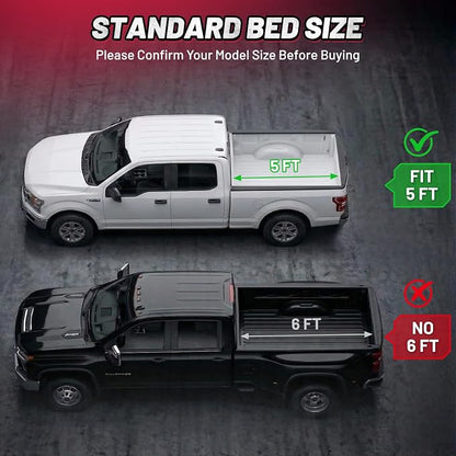 BDFHYK Hard Tri-Fold Tonneau Cover for Jeep Gladiator 2020–2026 5 FT Bed, Waterproof Low Profile Truck Bed Cover with Anti-Theft Lock, Easy Install for Camping and Work Trucks
