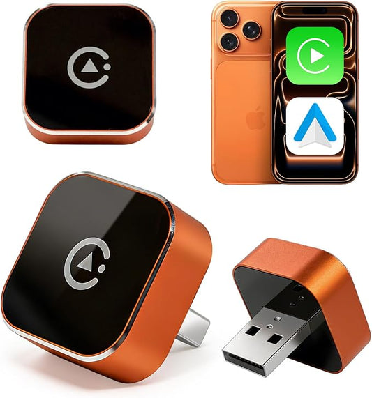 Carplay Wireless Adapter 2026 New, Bluetooth Apple Carplay Adapter Apple Car Play Wireless Carplay Adapter 2026 Mini USB Design with Fast Stable Connection 2-In-1 for Apple iOS 10+ Android 11+ Version