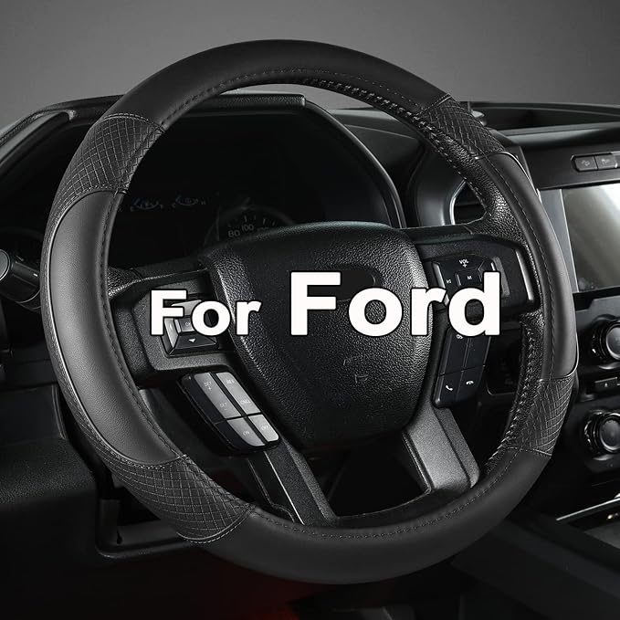 GIANT PANDA Steering Wheel Cover for Ford F150 F250 F350 Expedition - Solid Black