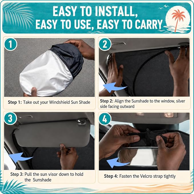 Tacoma Windshield Sun Shade, Sunshade Windshield Visor for Toyota Tacoma 1995-2025.