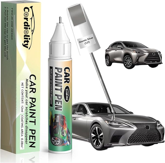 1J7 Atomic Silver Touch Up Paint for Lexus, Color Accurate Car Paint Scratch Repair Pen, Quick & Easy Fix Automotive Chips and Nicks
