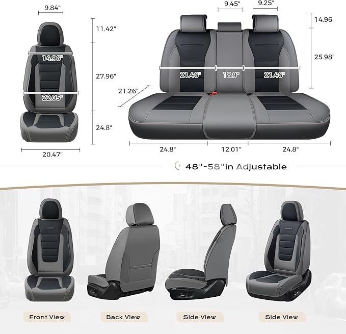 Coverado Car Seat Covers Front, Seat Covers for Cars, Waterproof 2-Pack Car Seat Cushions, Leather Carseat Seat Protectors, Universal Seat Covers Fit for Most Sedans SUV Pick-up Trucks(Gray&Black)