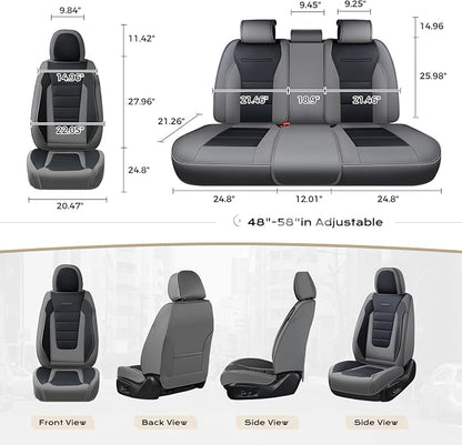 Coverado Car Seat Covers Front, Seat Covers for Cars, Waterproof 2-Pack Car Seat Cushions, Leather Carseat Seat Protectors, Universal Seat Covers Fit for Most Sedans SUV Pick-up Trucks(Gray&Black)