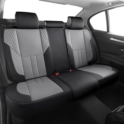 Car Seat Covers Full Set - Universal Seat Covers for Cars SUV Truck – Faux Leather Automotive Seat Covers, Breathable & Waterproof Front and Rear Seat Protectors, Fit for Most Cars-BlackGrey