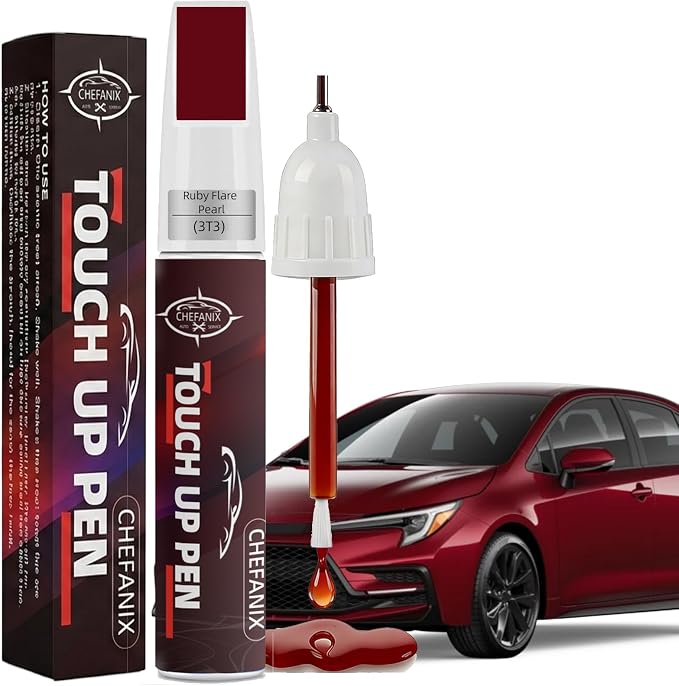 Ruby Flare Pearl (3T3) Touch Up Paint Pen Compatible with Toyota - Exact Color Match, 2-in-1 Brush & Pen,Car Paint Scratch Repair Kit for RAV4/Camry/Corolla/Tacoma/Highlander/Sienna