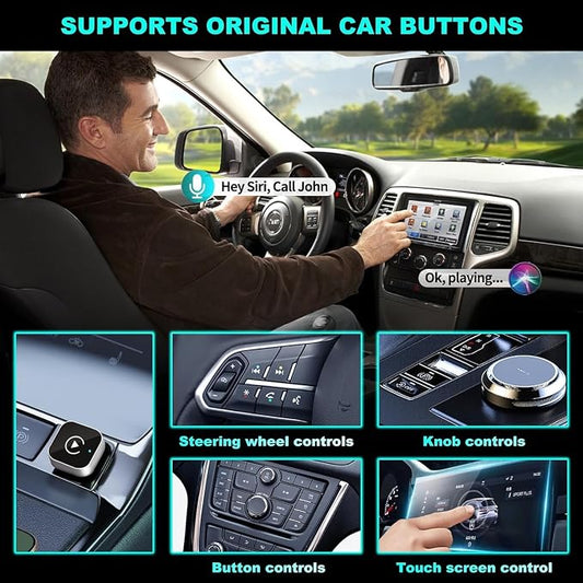 Wireless CarPlay Adapter for iPhone, Apple CarPlay Wireless Converter | 2026 Upgrade Plug & Play Mini USB CarPlay Dongle, Fast Stable Connection for Wired CarPlay Cars