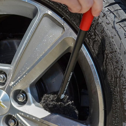 Detail King Woolie Wheel Brush - 18” Red Handle - Safest & Most Effective Brush to Clean Automotive Wheels - Professional Brush