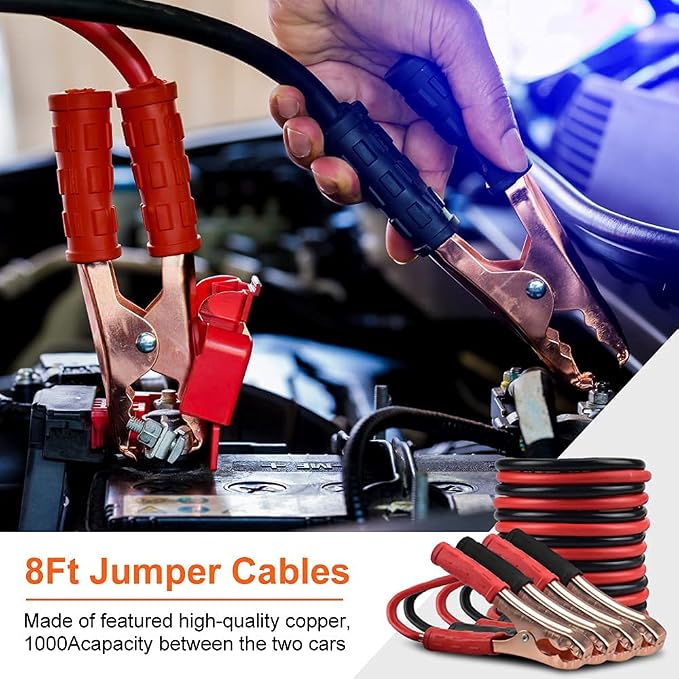 PACETAP Car Roadside Emergency Kit, Essential Auto Safety Road Side Assistance Tool Kit with Jumper Cables, Towing Rope, Triangle and More Winter Vehicle Accessories