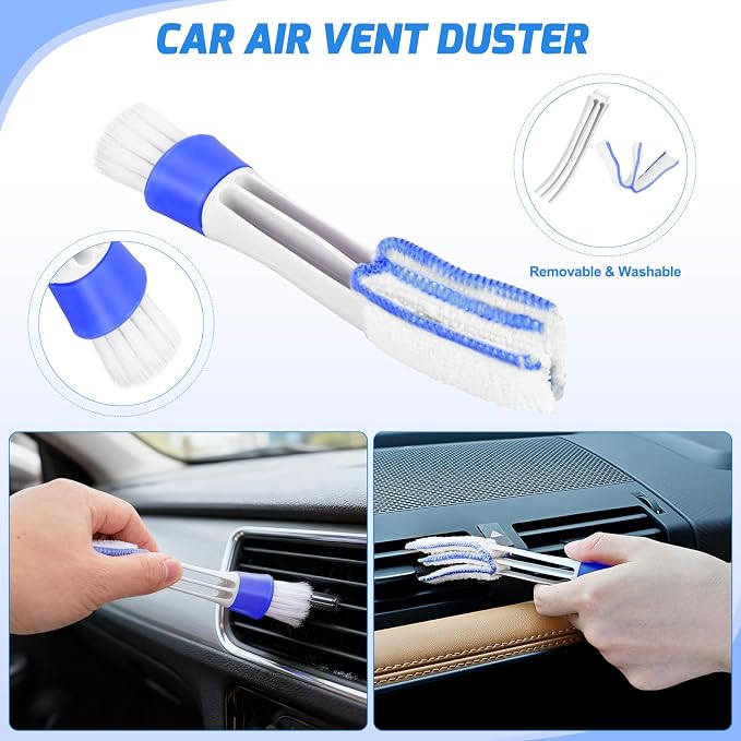 Nilight 15PCS Car Detailing Kit Auto Cleaning Tools Wash Set with Storage Carry Bag Beginners Easy to Use for Interior Exterior Car Care Clean Windshield Dashboard Seat Air Vents Wheels Tires, Blue