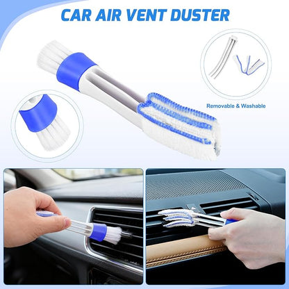 Nilight 15PCS Car Detailing Kit Auto Cleaning Tools Wash Set with Storage Carry Bag Beginners Easy to Use for Interior Exterior Car Care Clean Windshield Dashboard Seat Air Vents Wheels Tires, Blue