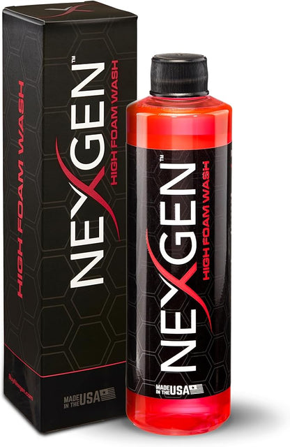 Nexgen High Foam Car Wash (8oz) - Professional-Grade, pH-Balanced car soap for Spotless Shine - On-the-Go Car Detailing - Car Cleaning Supplies - Safe for Coated, Waxed & Sealed Finishes