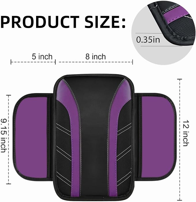 NBTEPEM 10 Pcs Car Floor Mats Full Set & Sport Leather Steering Wheel Cover 14.5-15 inch, Center Console Cover, Seat Belt Cushion, Cup Holder Coaster, Universal Automobile Interior Sets (Purple)