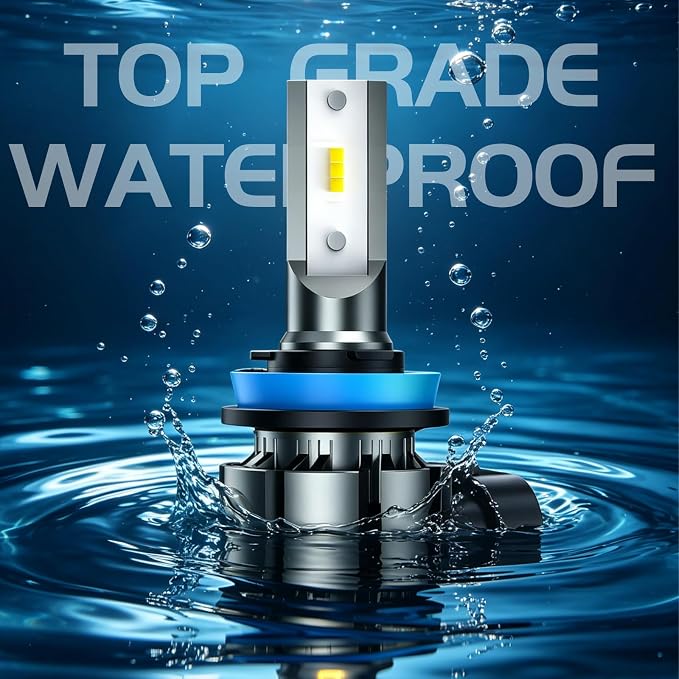 H8/H9/H11 LED Bulbs 70,000LM/Bulb, 1:1 Size to H16 Fog Light Bulb Plug N Play Easily Installation, IP68 Waterproof With 25,000Rpm Cooling Fan, 70,000Hrs+ Long Lifespan, Pack of 2