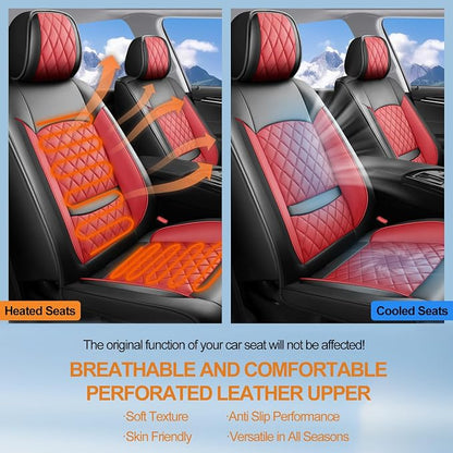 Car Seat Covers Compatible with Hyundai Tucson 2010-2025 2026 - Waterproof & Breathable Luxury Leather All-Weather Seat Cushions Protectors, Airbag Compatible, Only 2 Front seat Covers (Red)