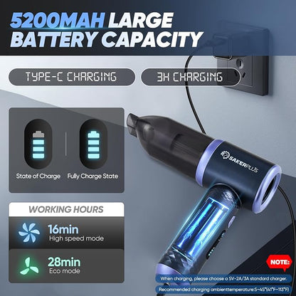 SakerPlus Car Vacuum Cleaner- 3 in 1 Cordless Handheld Vacuum Cleaner, 13000Pa High Power Car Vaccum Cleaner with Brushless Motor,Adjustable Cars Vaccum Portable Cordless for Cars,Desktop-DBS03