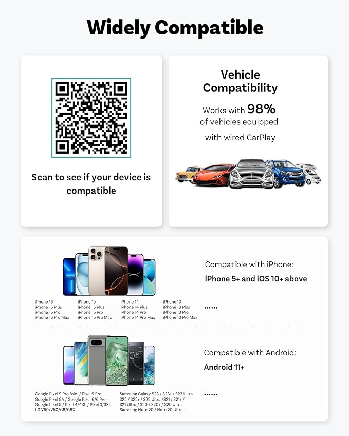 OTTOCAST Play2Video Ultra AI Box Wireless CarPlay and Android Auto Adapter, Converts Factory Wired CarPlay to Wireless, Dual WiFi & Bluetooth 5.4, for Wired CarPlay Cars
